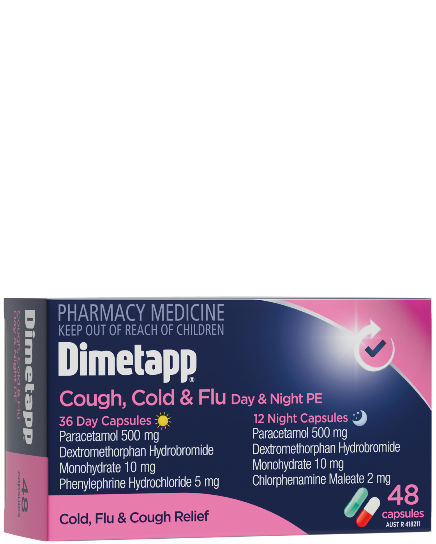 Cough, Cold & Flu Day & Night PE capsules packaging